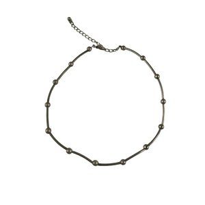 Vintage Womens Silver Plated Links and Beads Choker Necklace Claw Latch Balls